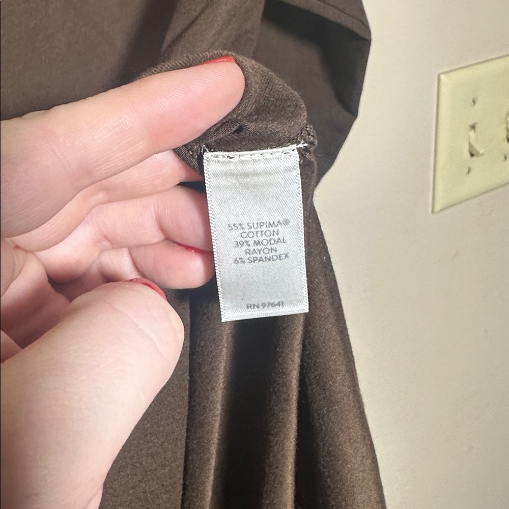 J Jill Petite Small Brown Luxe Supima Ballet Sleeve Tunic Top - Picture 4 of 4